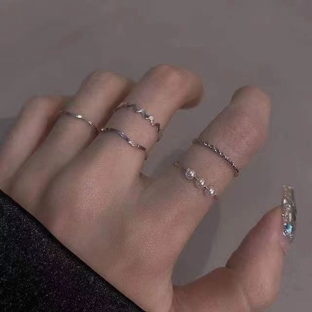 Ins Cold Style For Women, Niche Design Sense Combination Set Ring, Sweet Cool Simple Open Personality Knuckle Ring Trend_voghion.com