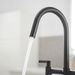 Modern Double Handle 4 Holes Deck Mount Bridge Kitchen Faucet With Side Sprayer Sink Faucet 360 Swivel Spout In Black_voghion.com