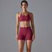 New Seamless Solid Color Cross Back High Elastic Tight Sports Bra Yoga Running Fitness Two-Piece Set_voghion.com