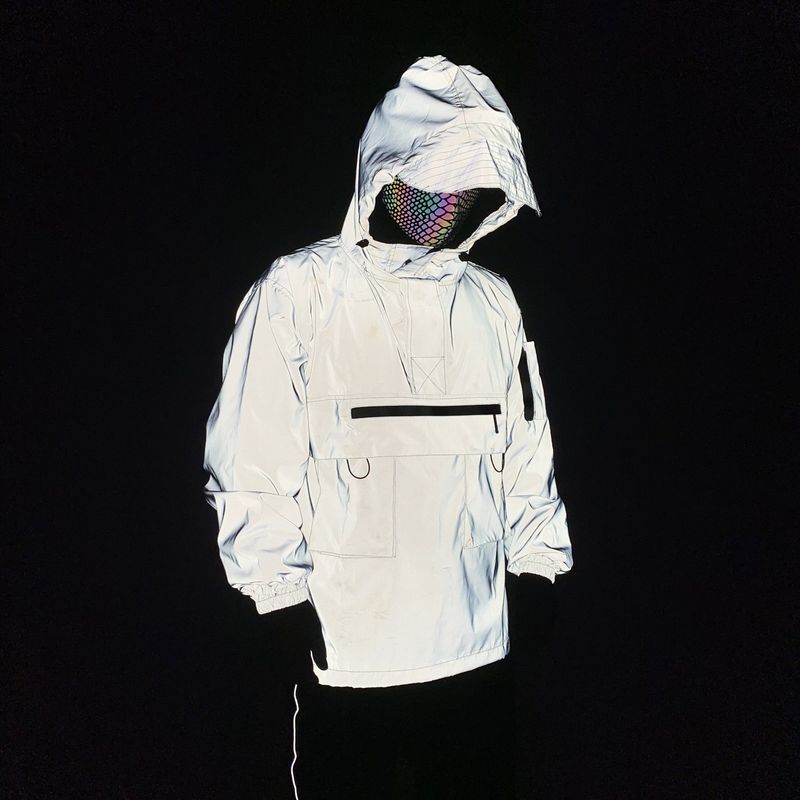 Men's Clothing multi pocket tactical functional style colorful reflective workwear jacket couple loose assault jacket hooded jacket men_voghion.com