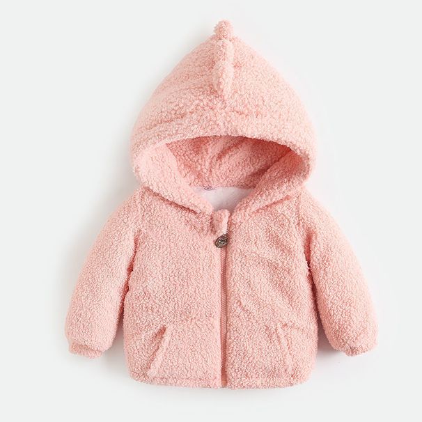 Jaquetas infantis meninos e meninas outono e inverno roupas de algodão grosso infantil bebê coral fleece jaqueta infantil com capuz de algodão felpudo_voghion.com
