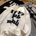 Maglione lavorato a maglia girocollo hip hop americano da uomo in lana Haima, autunno inverno, largo e versatile, base pigra e_voghion.com