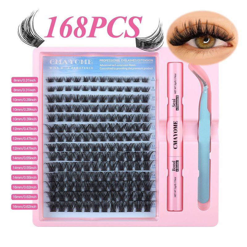 Sahte Kirpikler Kendin Yap Tek Küme Saç Sahte Kirpikler Doğal Kalın Karışık Bölümlü 8-16mm Kirpikler_voghion.com