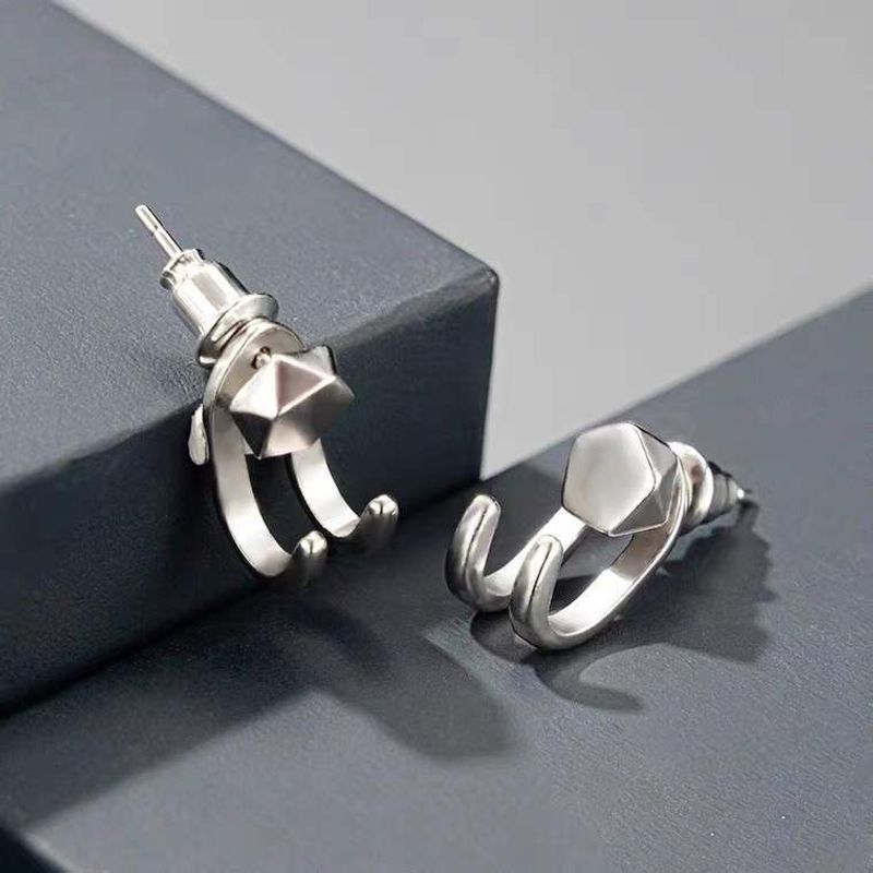 Boucles d'oreilles combinées à crochet géométrique pour hommes, couverture Cool à la mode, personnalisées, avancées, élégantes, belles boucles d'oreilles Duffian, nouvelle collection_voghion.com