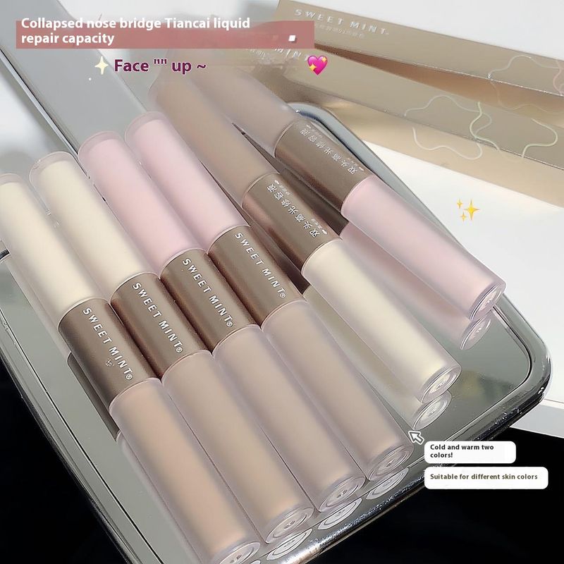 SWEETMINT Dual Head High Gloss Contouring Solution hellt den Hautton auf, modifiziert die Gesichtskonturen, ist langanhaltend,_voghion.com