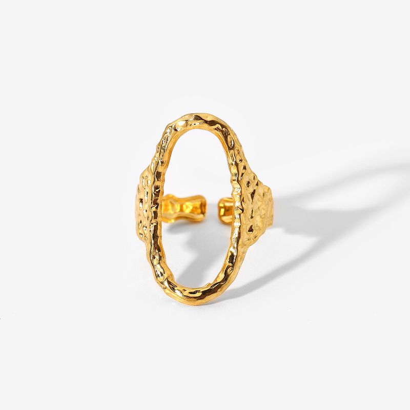 INS Network Roter neuer Edelstahl-Ring mit elliptischem Hammermuster, offener passender Damenring_voghion.com