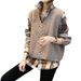 Completo da donna in maglia mista a due pezzi - Top con colletto oversize e gilet per abbigliamento casual e da ufficio autunnale_voghion.com