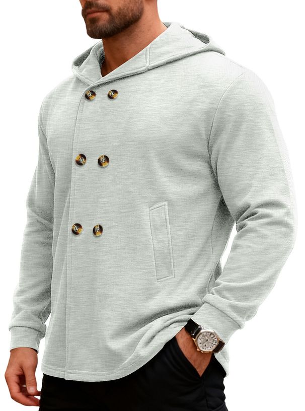 Men’S Slim-Fit Mid-Length Hooded Trench Coat – Lightweight Polyester Casual Windbreaker For Fall (Multiple Colors & Sizes)_voghion.com