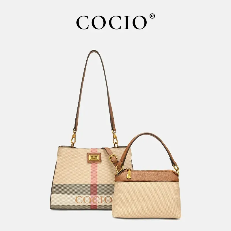 COCIO Designer Shoulder Bags New Plaid Handbag Simple And Versatile Womens Large Capacity Fashionable Casual Diagonal_voghion.com