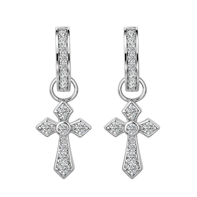 Men's Jewelry 925 Silver Needle One Pair Of Diamond Earrings With Trendy Personality Single Cross Earrings_voghion.com