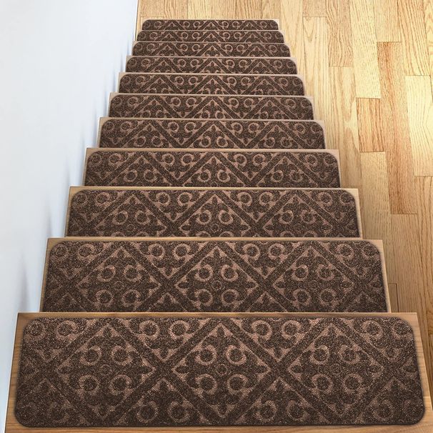 Anti-Slip Stair Treads - Self-Adhesive Non-Slip Step Pads With 3D Embossed Design, Durable & Easy To Clean, Cut-to-Fit For Home/Office_voghion.com