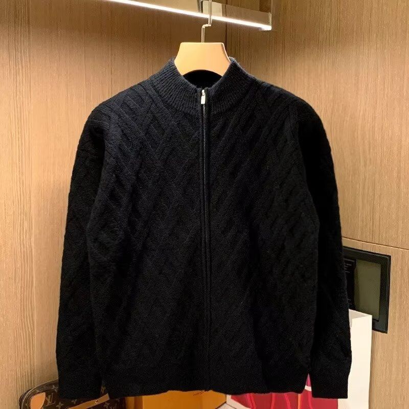 Men's Clothing Winter New Cardigan Sweater Men's Handsome Stand Collar Knitted Sweater Loose Casual Tops Jacket_voghion.com