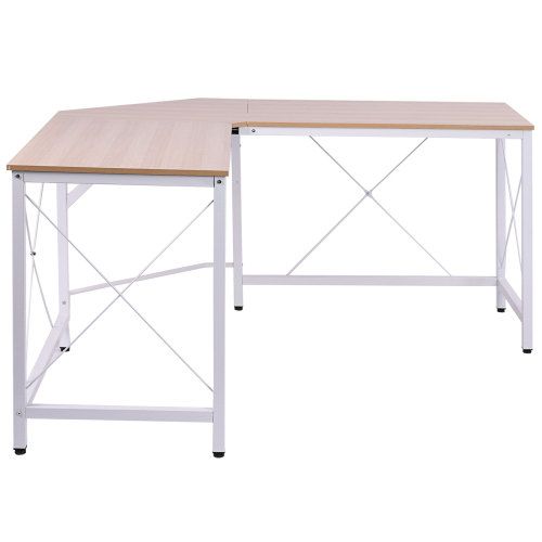 HOMCOM L-Schreibtisch Eckschreibtisch 150x150x76cm Winkelschreibtisch Aus MDF In Naturfarbe Für Home Office & Arbeitszimmer_voghion.com