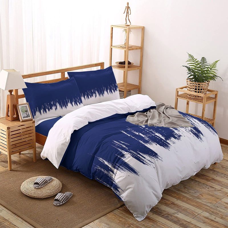 Parure de lit trois pièces motif abeille et fleur, housse de couette en polyester doux et velours_voghion.com