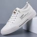 New Shoes For Men Genuine Leather Casual Shoes Concise White Flat Skateboard Shoes Street Cool Slip-on Sneaker_voghion.com