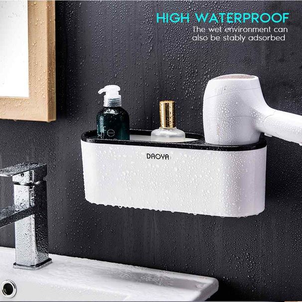 Haartrocknerhalterung, Badezimmerregal, Wandregal, Badezimmer-Organizer, Aufbewahrungsregal, selbstklebend_voghion.com