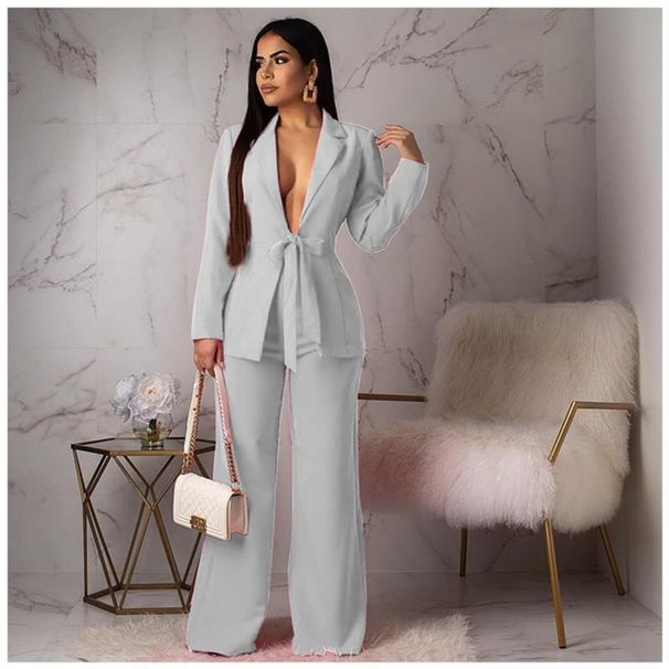 GraceChic Blazer-Set mit Taillengürtel, klein, modisch, lässig, professionell, zweiteilig_voghion.com