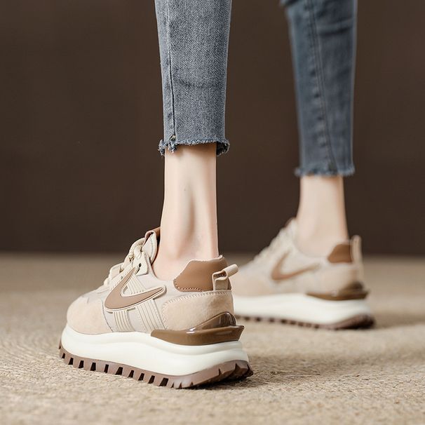 Thick Soled Raised Apricot Colored Dad Female Internet Celebrity Super Hot Forrest Gump Shoes, 2024 Spring New Genuine_voghion.com