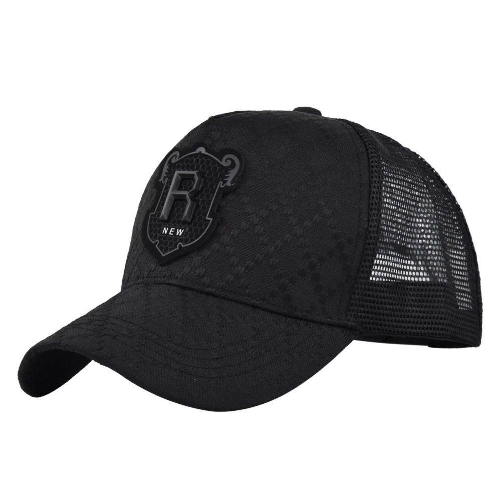 Unisex Metal label R baseball cap R mesh cap Duck cap Mesh visor Breathable cap Mesh cap_voghion.com