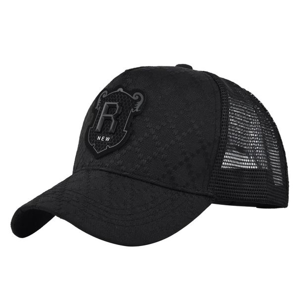 Unisex Metal label R baseball cap R mesh cap Duck cap Mesh visor Breathable cap Mesh cap_voghion.com