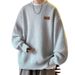 Round neck sweater for men in winter, with plush and thick pullover, loose base, knitted sweater, and outerwear_voghion.com