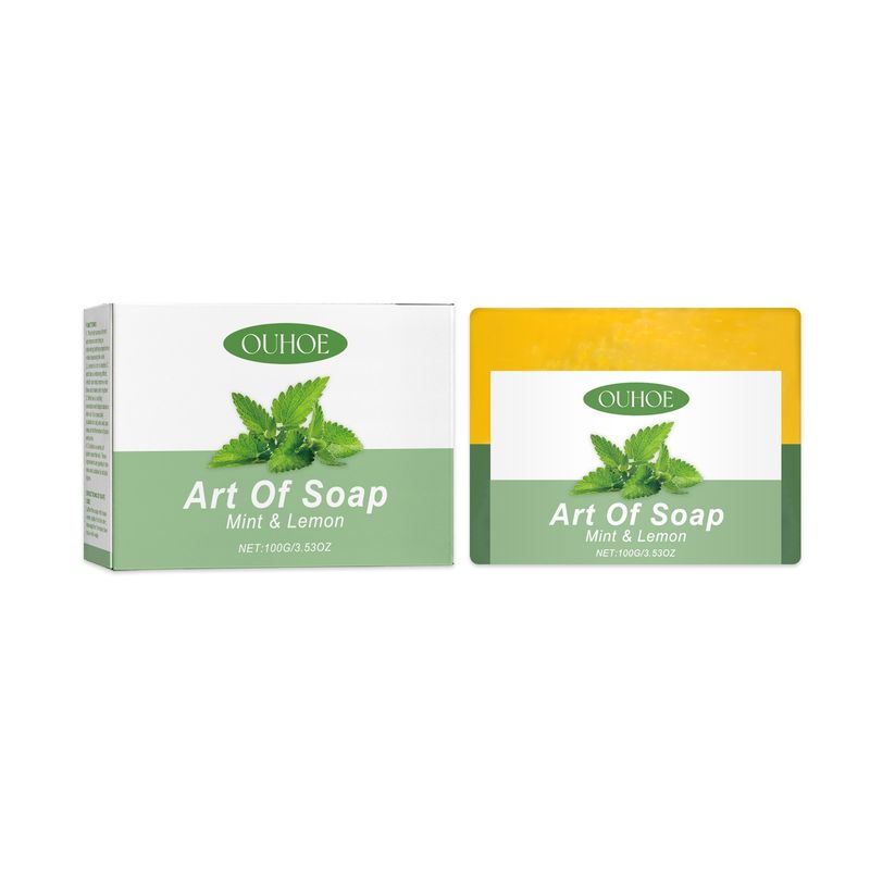 Mint Lemon Solid Soap, Gently Cleansing Body Moisturizing Skin Handmade Essential Oil Nourishing Bath Soap_voghion.com