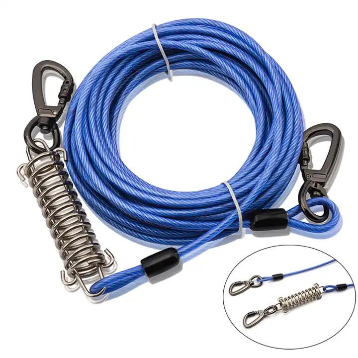 Steel Wire Pet Leash Rubber Coated Dog Chain Explosion-Proof Anti-Bite Tether Rope Durable Anti-Tangle Rotatable_voghion.com