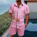 Roupas masculinas, camisa de verão, casual, solta, manga curta, shorts, praia, terno, impressão 3D_voghion.com