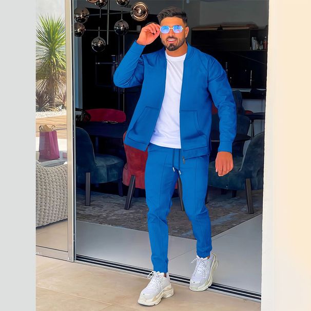 Men's Waffle Knit Baseball Jacket With Zip Pockets & Matching Pants Set - Lightweight Casual Outerwear For Spring & Summer_voghion.com