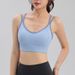 Color Block Splicing Thin Strap Sports For Women Running Shockproof Cross Back One-Piece Outerwear Yoga Bra Summer_voghion.com