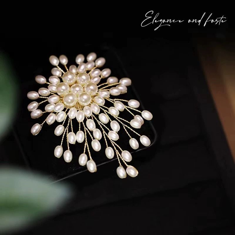 New Light Luxury High-end Corsage Brooch Pearl Fireworks High-end Temperament Suit Jewelry Pin Exquisite Coat Accessories_voghion.com