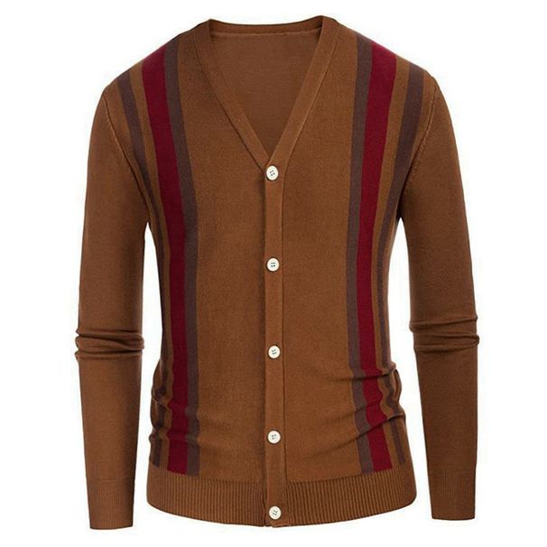 Herretøj forårsny herrestrikket sweater V-hals tynd langærmet sweater SY0126_voghion.com