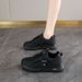 Stepping On Clouds Soft Sole Black Sneakers For Women Summer Single Mesh Hollow Breathable Dad Ultra-light Comfortable_voghion.com