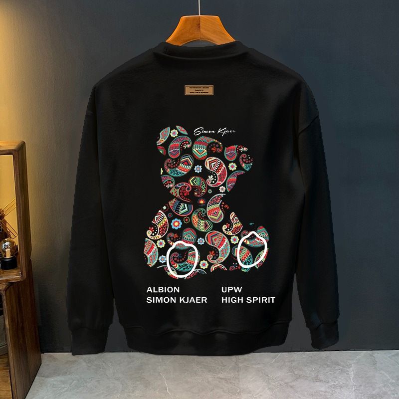 Men's Clothing Sweatshirt Men's New Spring and Autumn Men's Long Sleeved T Shirt Loose Pullover Round Neck Bottoming Shirt Trendy Youth Printed Top_voghion.com