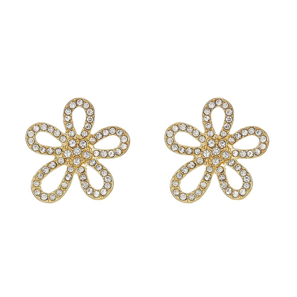 Set di gioielli da donna, versione alla moda di orecchini a forma di fiore con diamanti, orecchini leggeri e di lusso di alta gamma, design di nicchia, orecchini in stile freddo._voghion.com