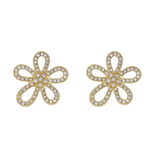 Set di gioielli da donna, versione alla moda di orecchini a forma di fiore con diamanti, orecchini leggeri e di lusso di alta gamma, design di nicchia, orecchini in stile freddo._voghion.com