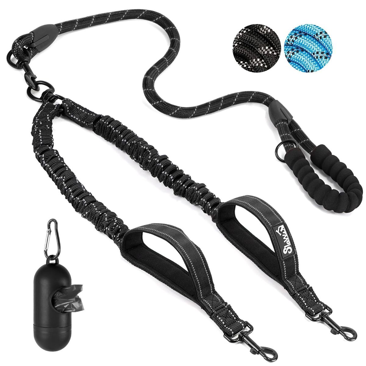 Laisse antidéflagrante à double poignée pour grand chien Pet One-Two_voghion.com