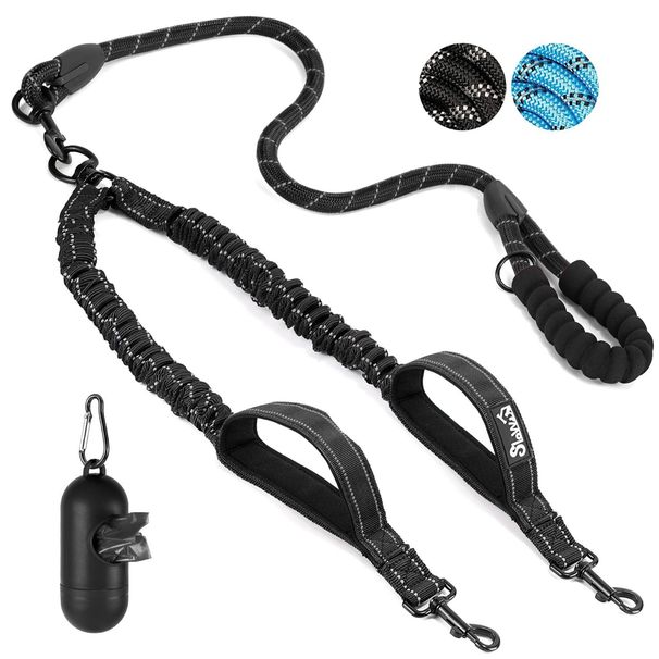 Laisse antidéflagrante à double poignée pour grand chien Pet One-Two_voghion.com