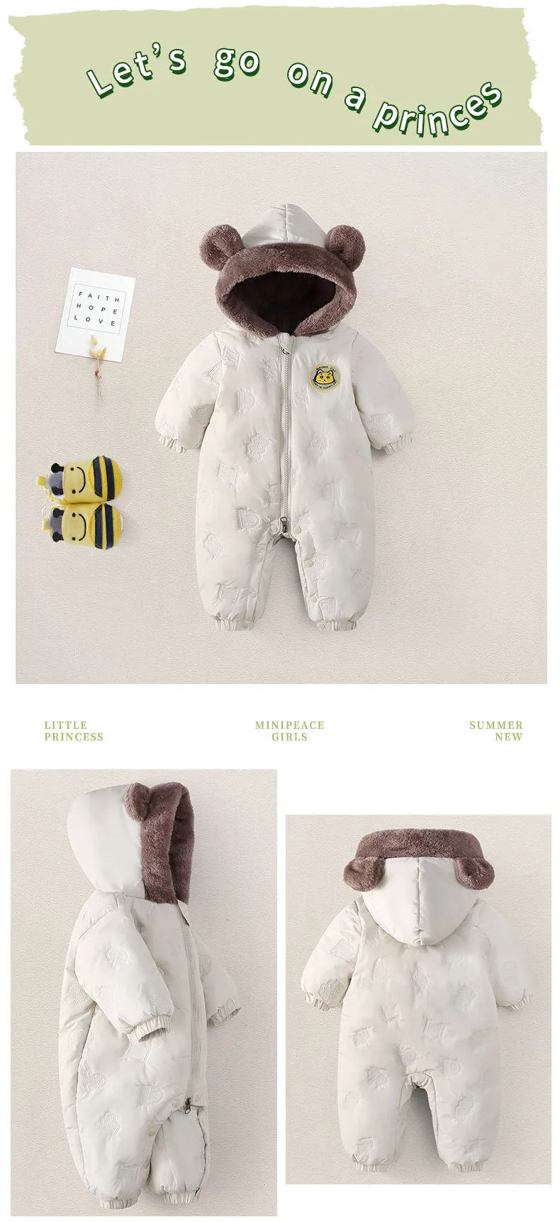 Odzież dziecięca Zimowe noworodki Plus Bawełniane męskie i żeńskie kombinezony dziecięce Plus Wyściełana polarem odzież wierzchnia_voghion.com