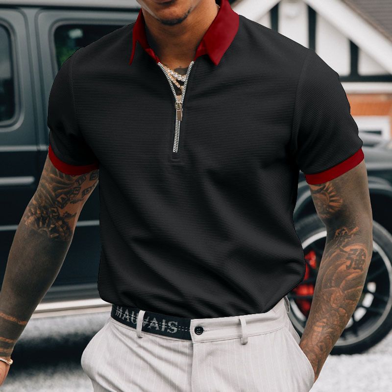 Polo uni à fermeture éclair pour homme_voghion.com