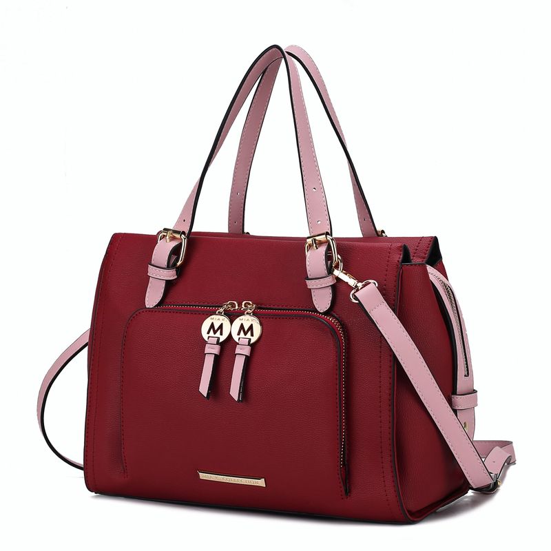 MKF Collection Elise Vegan Leather Color-block Women Satchel Bag by Mia K_voghion.com