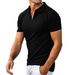 2023 Summer New Men's Polo Shirt Short Sleeved Solid Color Zipper T-shirt Top_voghion.com