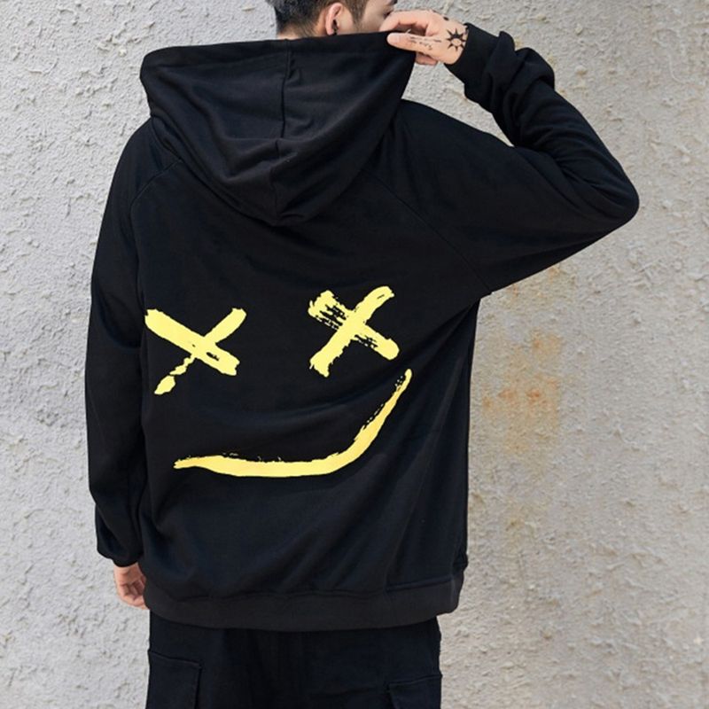 Felpe con cappuccio alla moda con stampa 3D di facce sorridenti per uomo, felpe casual divertenti, felpe con cappuccio Harajuku, cappotti Y2k_voghion.com