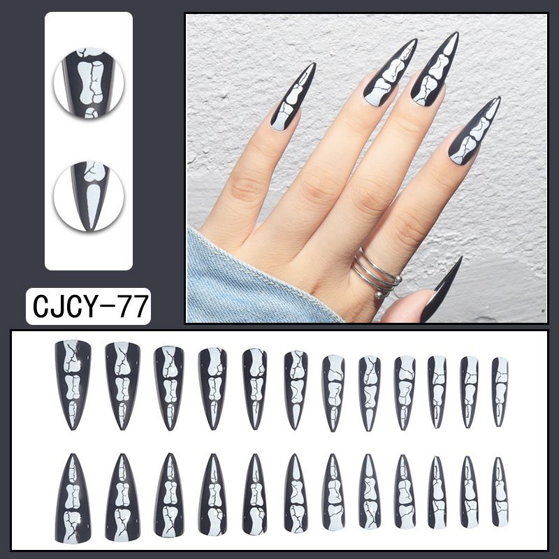 Halloween Skelet Vinger Lang Scherp Pantser Dragen Pantser Donkere Stijl Grappige Retro Trend Spook Gezicht Klauw Nagel Patch_voghion.com