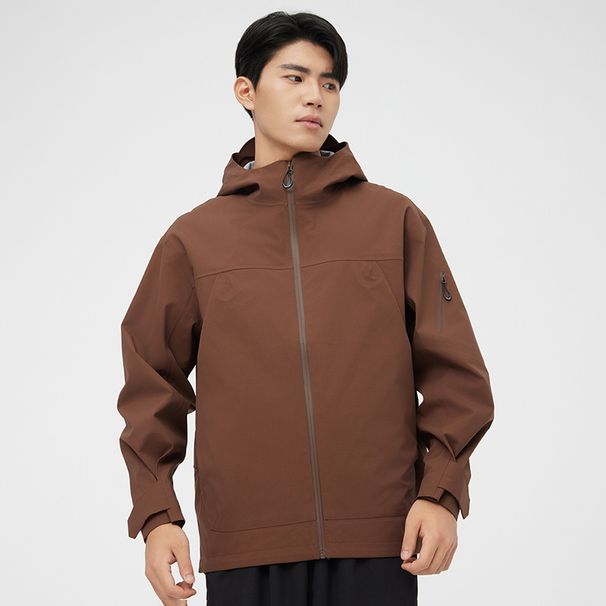 Unisex Waterproof Hardshell Jacket With Fully Taped Seams - Windproof Raincoat For Hiking, Camping & Outdoor Adventures (Black, Coffee, Orange)_voghion.com