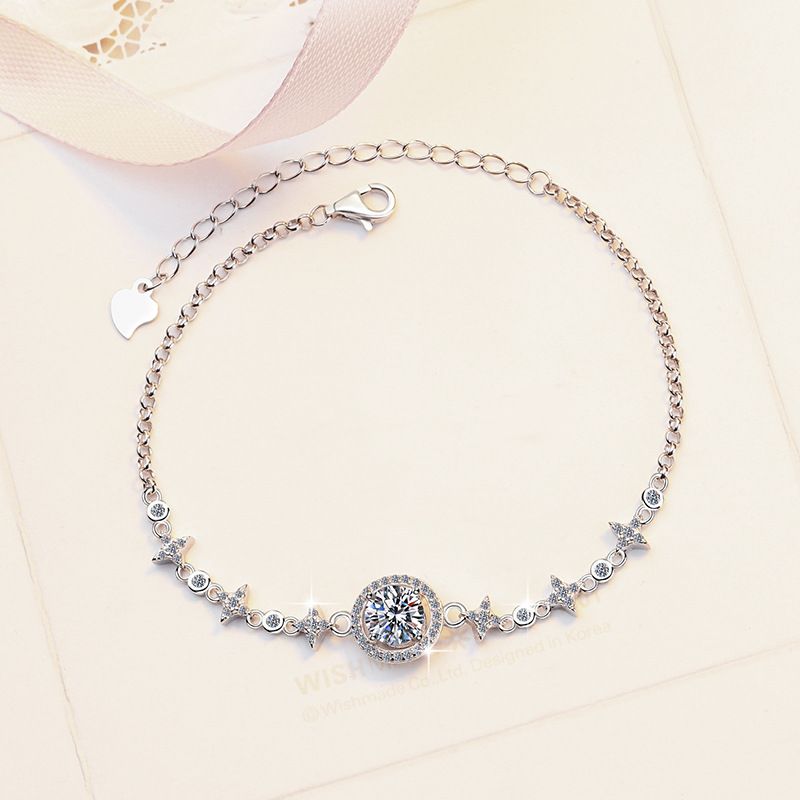 S925 Sterling Silber Damen Armband Leichter Luxus Stil Push Pull Perlen Temperament Armband Moissanite Schmuck_voghion.com