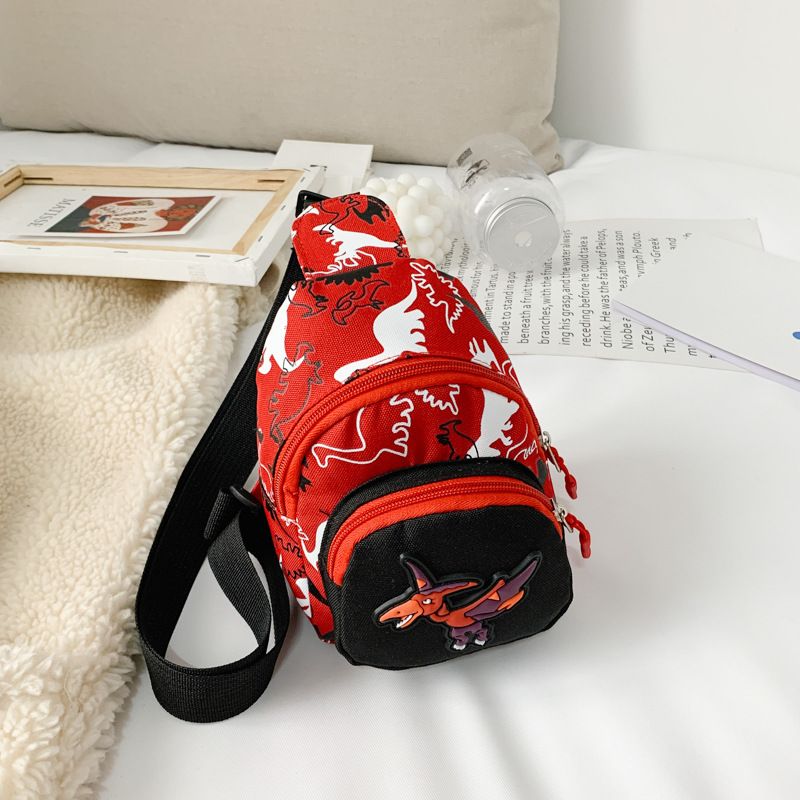 Kids Waist Bag - Dinosaur Print Crossbody Chest Pack For Boys, Stylish Mini Wallet Pouch_voghion.com