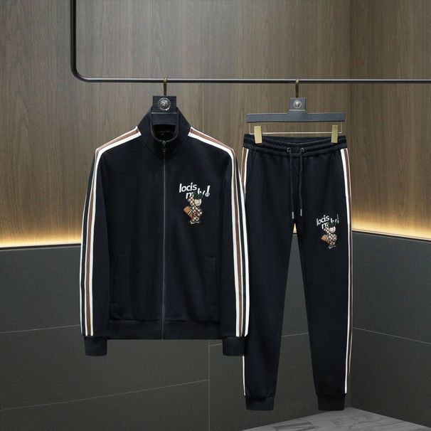 Men's casual suit fashion light luxury Bee embroidery hoodie pants sports two-piece set_voghion.com