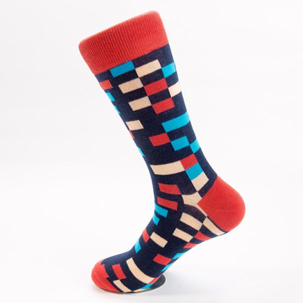 Herrensocken Herbst und Winter neue Socken Baumwolle geometrische Muster Socken lässige Mode in der Röhrenflut_voghion.com