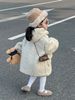 Boys' And Girls' Winter Soft Waxy Skin And Fleece Thickened Lamb Fur Buckle Hooded Medium Long Coat Warm Coat_voghion.com